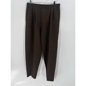 Helen HSU Vintage Pants Womens Large Brown Knit Pleated Pockets 80s 90s Straight